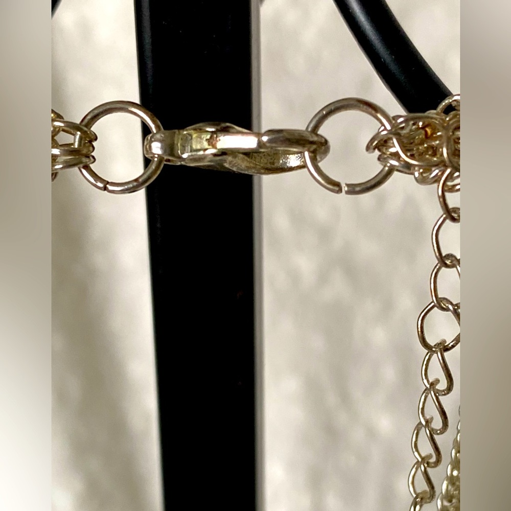 Multi Layer Chains Silver Color Statement Necklac… - image 3